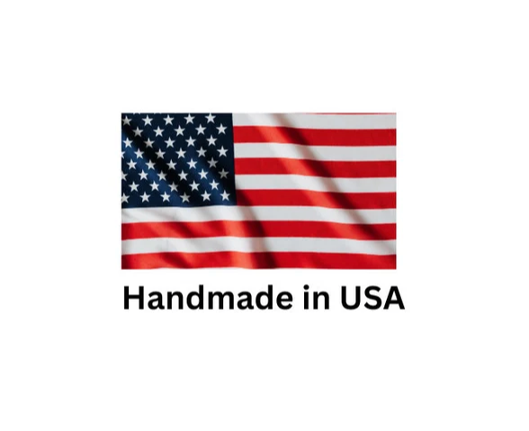 American flag with a handmade in USA sign