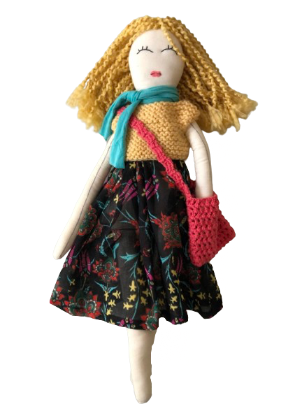 Blond Curly Hair Handmade Doll