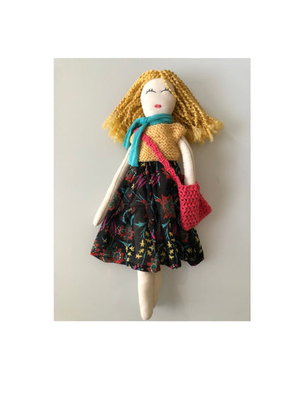 Blond Curly Hair Handmade Doll